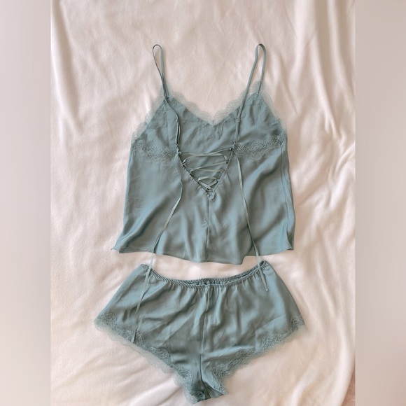 Victoria’s Secret light blue, satin cami set with tie back (Never Worn) - Picture 2 of 6